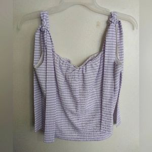 NEW W/ TAGS Petite Studio NYC Lucille Tie Straps Top in Lilac Gingham size S